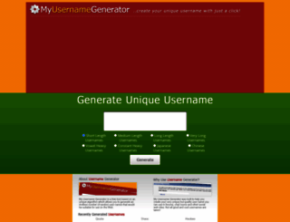 myusernamegenerator.com screenshot