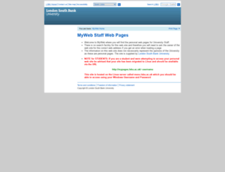myweb.lsbu.ac.uk screenshot