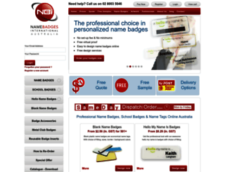 namebadgesinternational.com.au screenshot