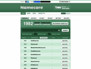 namecore.com screenshot