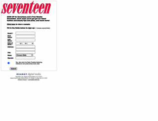 newsletters.seventeen.com screenshot