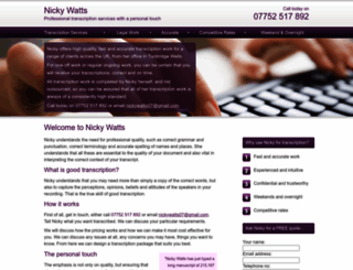 nicky-watts-transcription-services.co.uk screenshot
