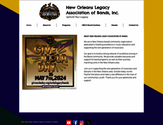 nolalegacybands.org screenshot