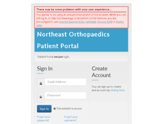northeastortho.omedixpatientportal.com screenshot