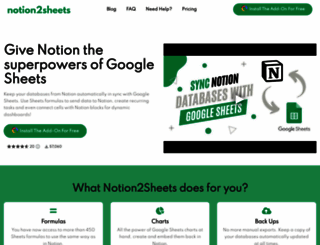 notion2sheets.com screenshot