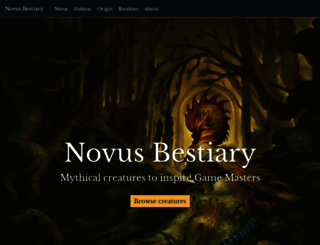 novusbestiary.com screenshot