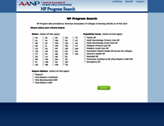npprogramsearch.aanp.org screenshot