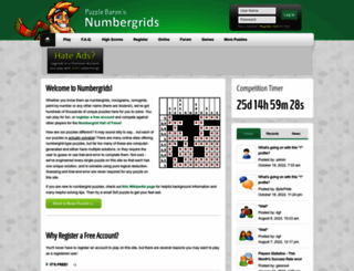 numbergrids.puzzlebaron.com screenshot