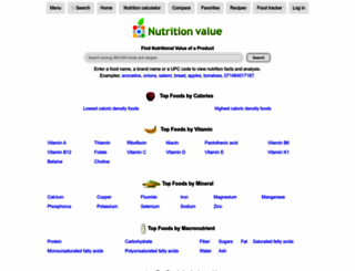 nutritionvalue.org screenshot