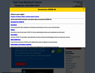 oaktreemedicalcentre.co.uk screenshot
