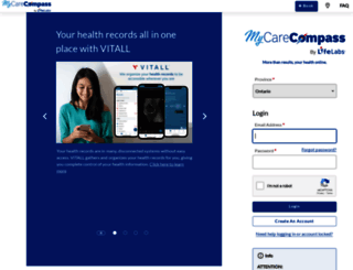 on.mycarecompass.lifelabs.com screenshot