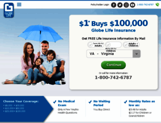 onedollarglobeinsurance.com screenshot