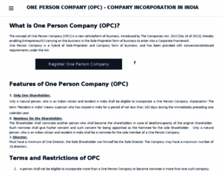 onepersoncompany.in screenshot