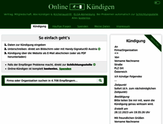 online-kuendigen.at screenshot
