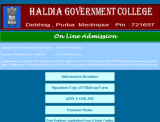 onlineadmissionhaldiagovtcollege.org.in screenshot
