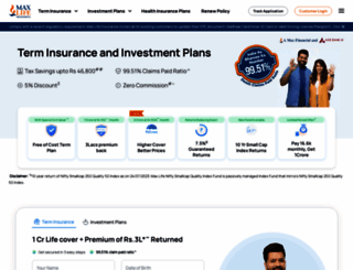 onlineplans.maxlifeinsurance.com screenshot
