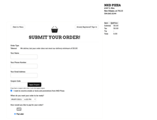 order.nkdpizza.com screenshot