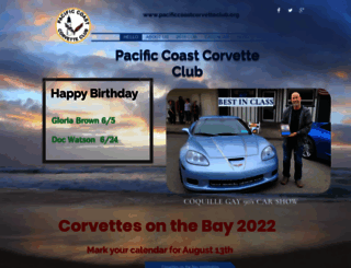 pacificcoastcorvetteclub.org screenshot