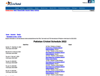 pakistan.crictotal.com screenshot