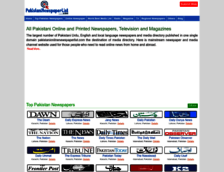 pakistaninewspaperlist.com screenshot