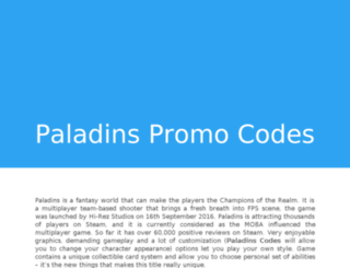 paladinspromocodes.com screenshot