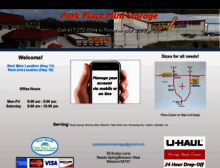 parkplaceministorage.com screenshot