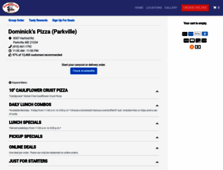 parkville.orderdominickspizza.com screenshot