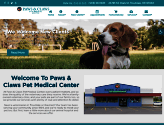 pawsandclawsvet.com screenshot