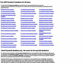 paycheckcalculators.org screenshot