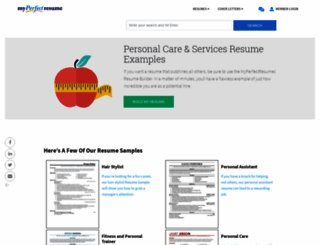 personal-care.myperfectresume.com screenshot