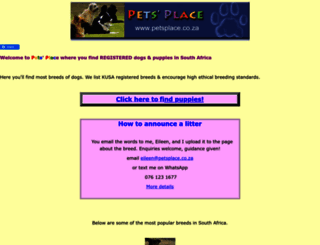 petsplace.co.za screenshot