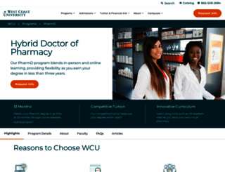 pharmacy.westcoastuniversity.edu screenshot