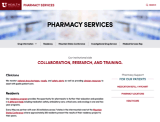 pharmacyservices.utah.edu screenshot