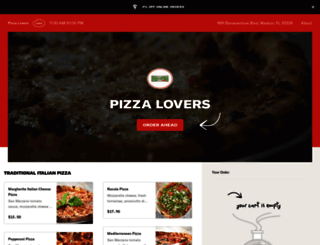 pizzaloversmenu.com screenshot