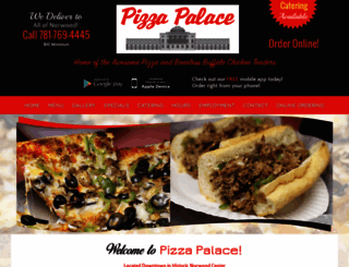 pizzapalacenorwood.com screenshot