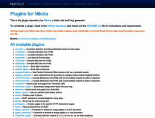 plugins.getnikola.com screenshot