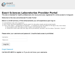 portal.exactsciences.com screenshot