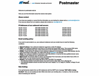 postmaster.mail.de screenshot