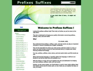 prefixes-suffixes.com screenshot