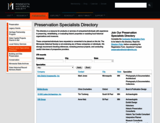 preservationdirectory.mnhs.org screenshot