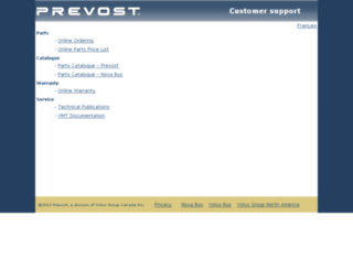 prevostparts.volvo.com screenshot
