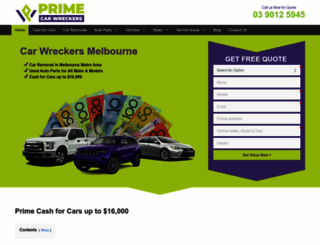 primecarwreckers.com.au screenshot