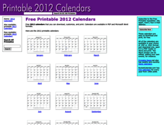 printable2012calendars.com screenshot