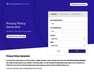privacypolicygenerator.org screenshot