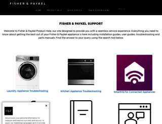 producthelp.fisherpaykel.com screenshot