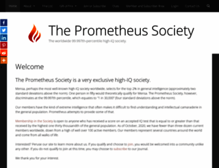 prometheussociety.org screenshot