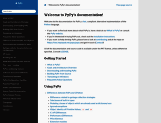 pypy.readthedocs.org screenshot