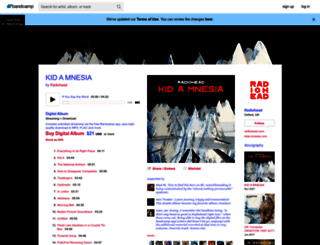 radiohead.bandcamp.com screenshot