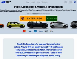 rapidcarcheck.co.uk screenshot