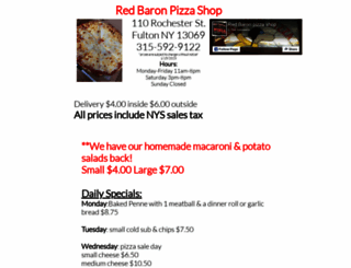 redbaronpizzashop.com screenshot